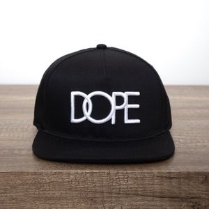 Unisex DOPE Couture Embroidered Letter Black and White Snap Back Hat